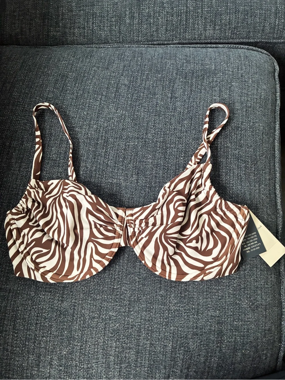 Abercrombie & Fitch Brown and White Zebra Underwire Bikini Top